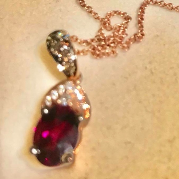 Rhodolite and diamond pendant - Picture 5 of 6